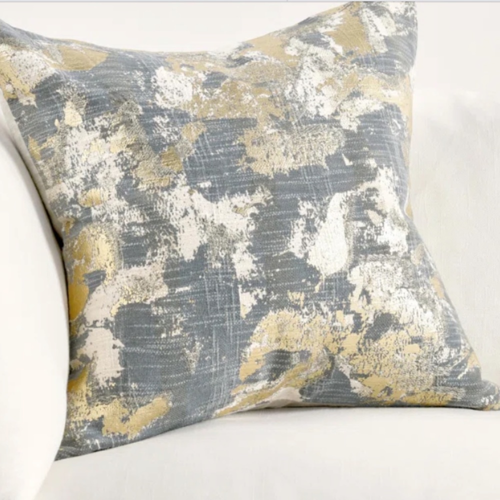gray, gold, beige metallic pillow cover